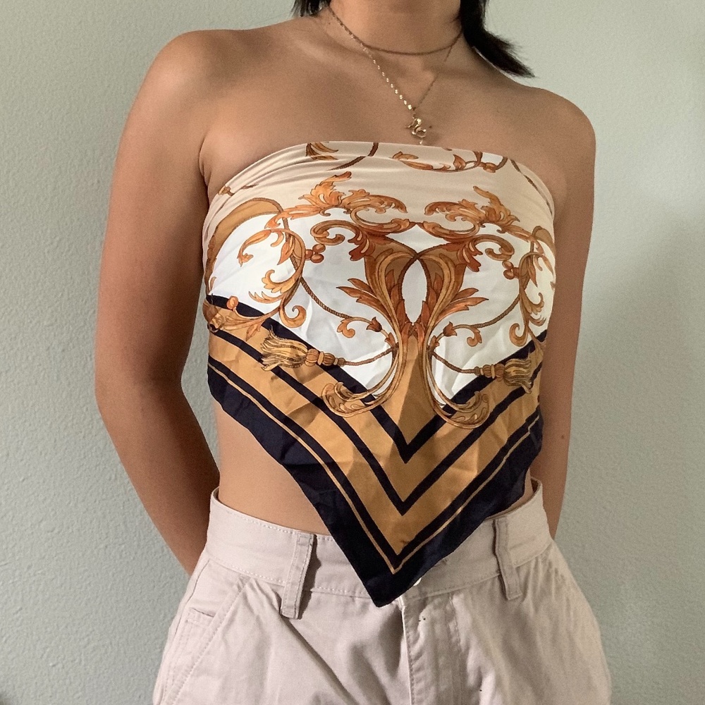 Black & Gold Printed Silk Scarf